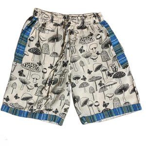 Men's Blue and Cream Handmade 100% Cotton Elastic Wast Shorts